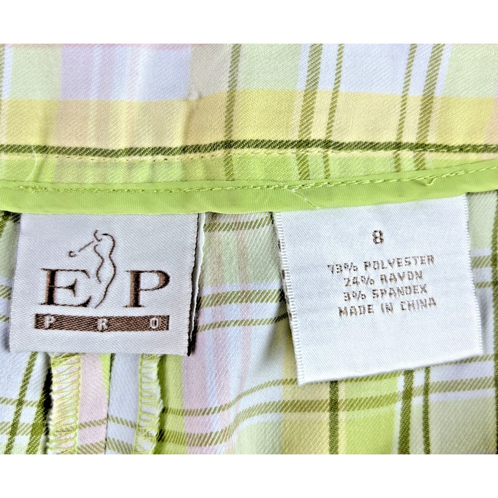 EP Pro NY Women's 8 Green Pink Plaid Golf Shorts Preppy Athletic Outdoors Tennis - Picture 8 of 10
